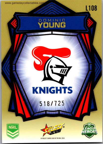 2026 NRL League Heroes Luminous Gold Back - L108 Dominic Young - Newcastle Knights