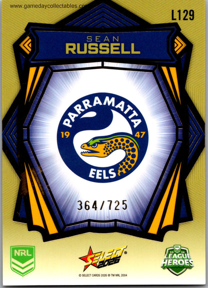 2026 NRL League Heroes Luminous Gold Back - L129 Sean Russell - Parramatta Eels