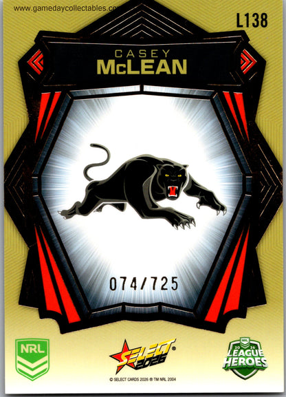 2026 NRL League Heroes Luminous Gold Back - L138 Casey McLean - Penrith Panthers