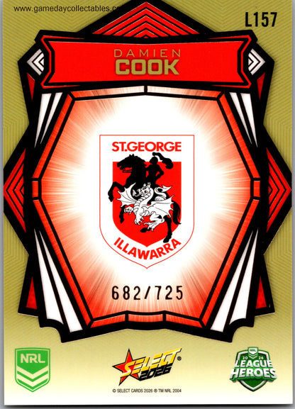 2026 NRL League Heroes Luminous Gold Back - L157 Damien Cook - St George Illawarra Dragons