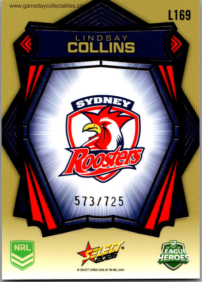 2026 NRL League Heroes Luminous Gold Back - L169 Lindsay Collins - Sydney Roosters