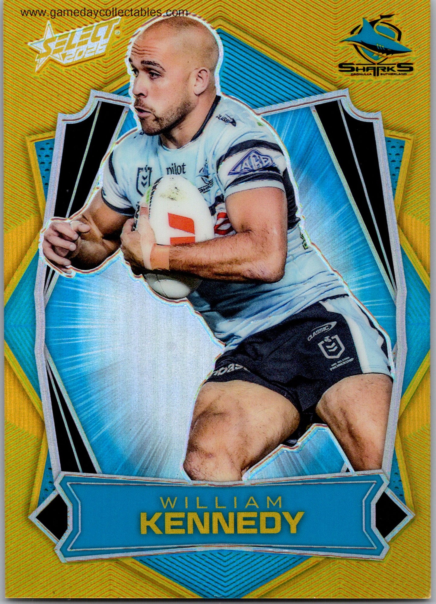 2026 NRL League Heroes Luminous Gold Back - L042 William Kennedy - Cronulla Sharks
