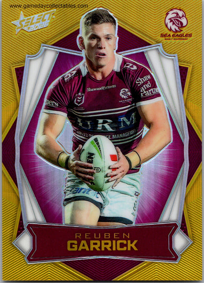 2026 NRL League Heroes Luminous Gold Back - L076 Reuben Garrick - Manly Warringah Sea Eagles