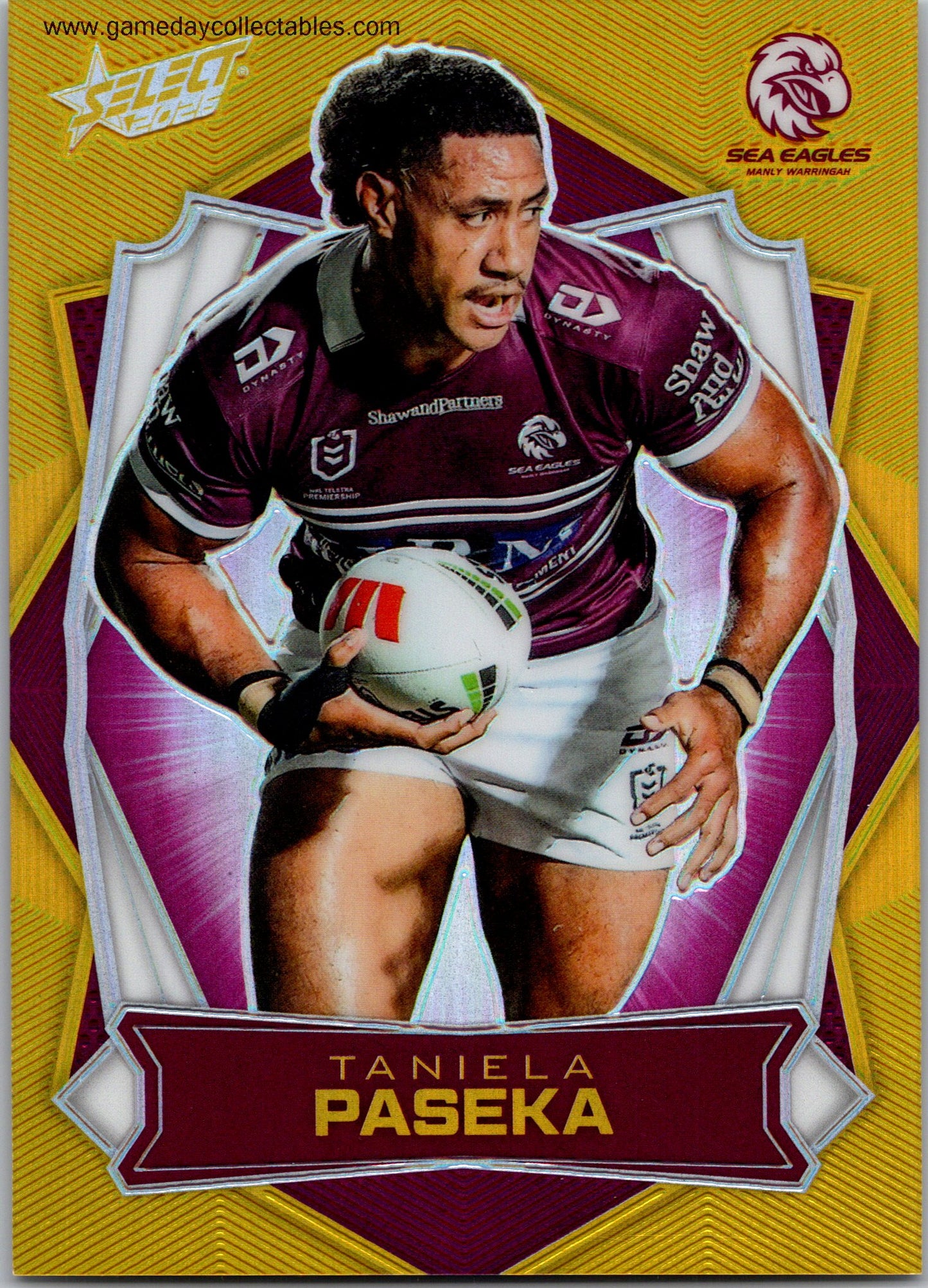 2026 NRL League Heroes Luminous Gold Back - L080 Taniela Paseka - Manly Warringah Sea Eagles