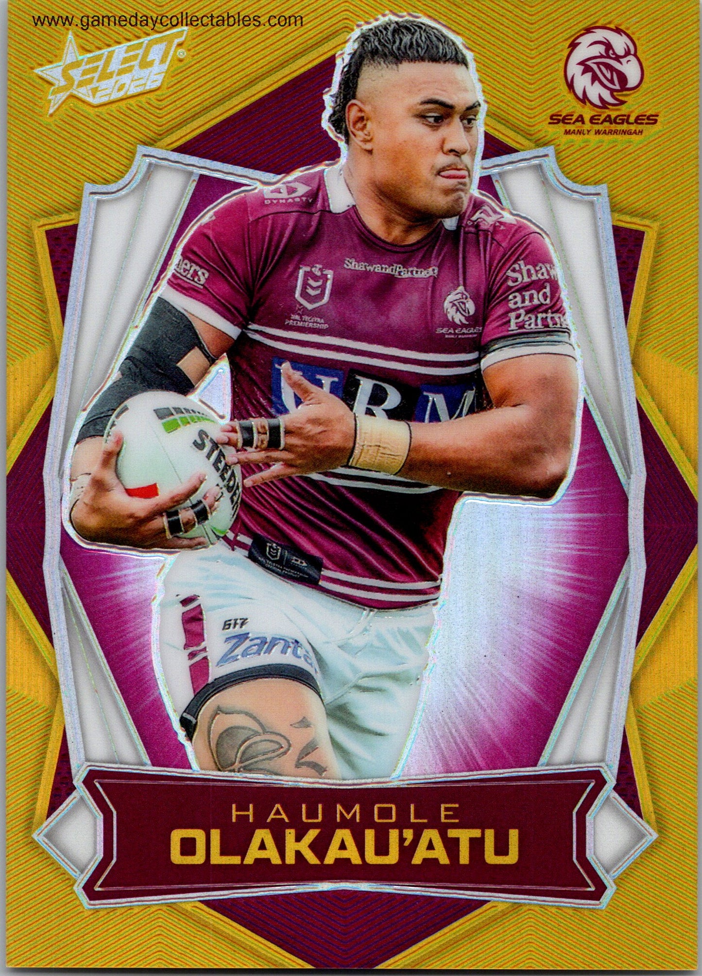 2026 NRL League Heroes Luminous Gold Back - L079 Haumole Olakau'atu - Manly Warringah Sea Eagles