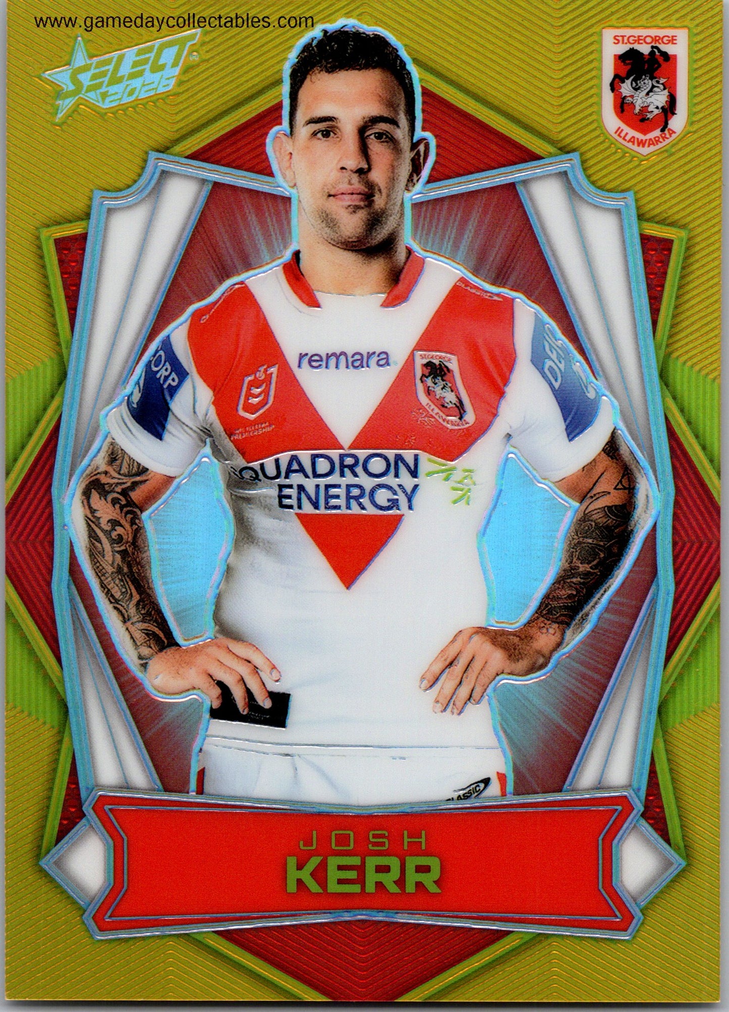 2026 NRL League Heroes Luminous Gold Back - L163 Josh Kerr - St George Illawarra Dragons