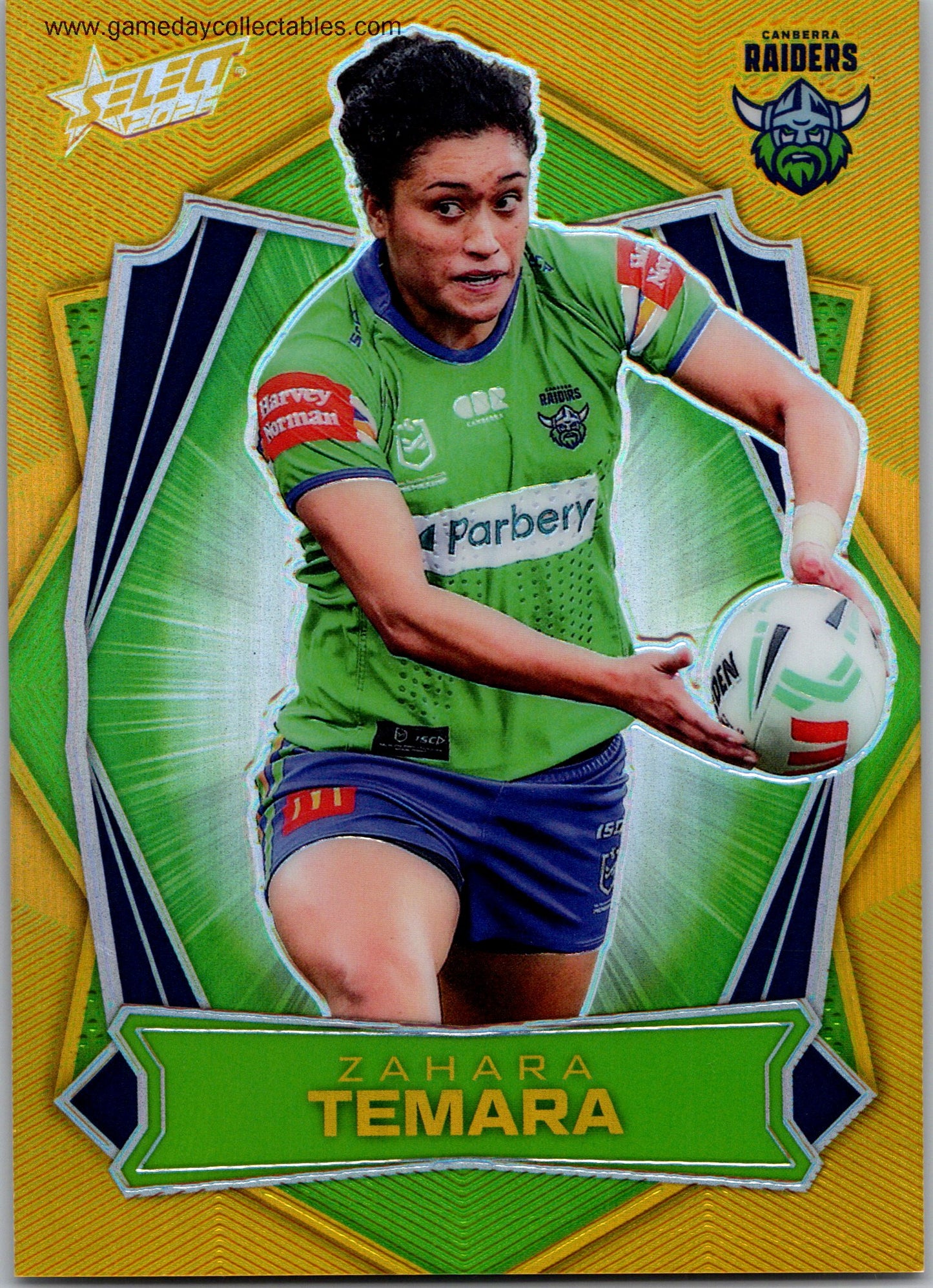 2026 NRL League Heroes Luminous Gold Back - L208 Zahara Temara - Canberra Raiders