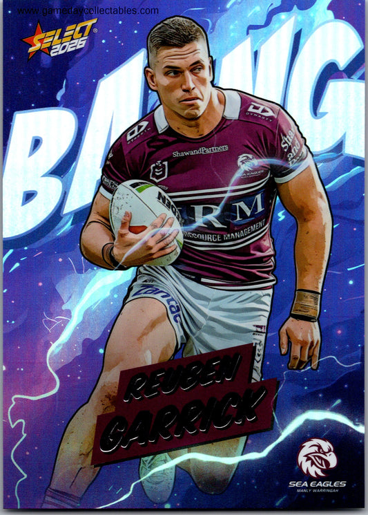 2026 NRL League Heroes Bang - B38 Reuben Garrick - Manly Warringah Sea Eagles
