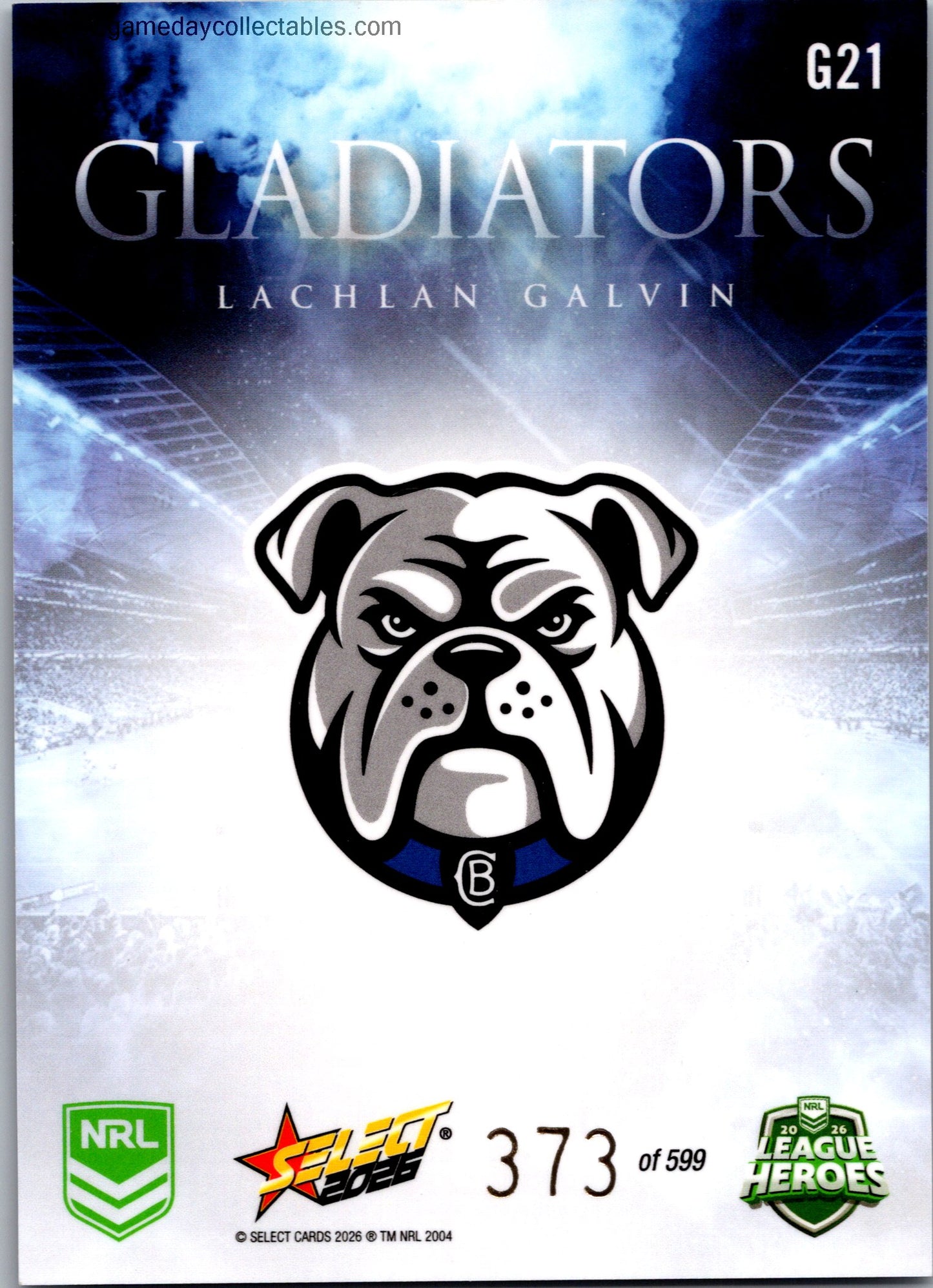 2026 NRL League Heroes Gladiators - G21 Lachlan Galvin - Canterbury Bulldogs